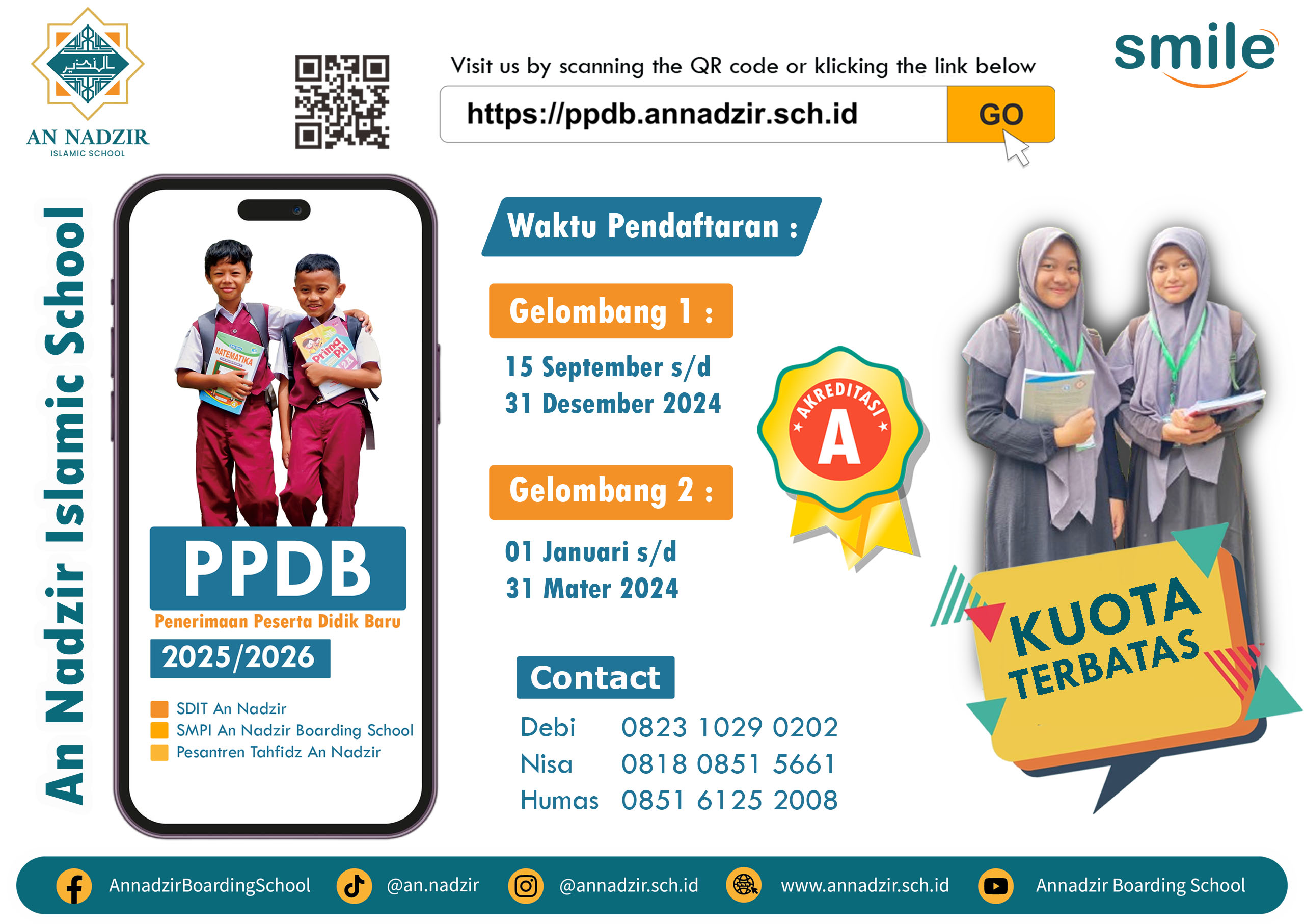 PPDB AN NADZIR ISLAMIC SCHOOL TELAH DIBUKA UNTUK TINGKAT SDIT - SMPI - PESANTREN TAHFIDZ